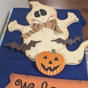 Halloween Ghost and Pumpkin Welcome Sign